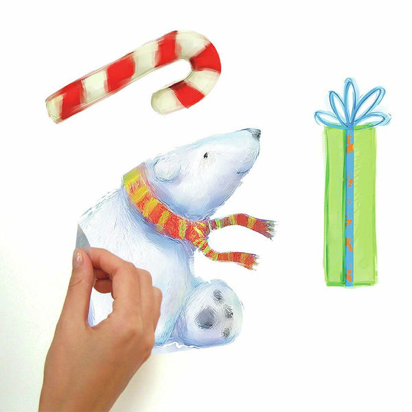 Polar Christmas Peel and Stick Wall Decals | 27 Decals | Removable Repositionable Stickers | Easy Damage-Free Wall Art for Kids Bedroom Nursery Playroom