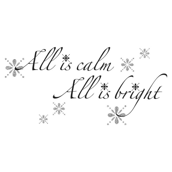 All Is Calm, All Is Bright Quote Peel and Stick Wall Decals | Removable Repositionable Stickers | Easy Damage-Free Wall Art for Kids Bedroom Nursery Playroom