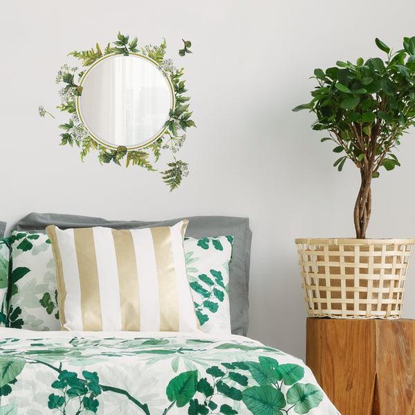 Fern Peel and Stick Wall Mirror Decals | Removable Shatter-Resistant Mirror Stickers | Easy Apply Damage-Free Decor for Bedroom Living Room