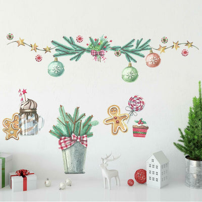 Christmas Peel and Stick Wall Decals | Removable Repositionable Stickers | Easy Damage-Free Wall Art for Kids Bedroom Nursery Playroom