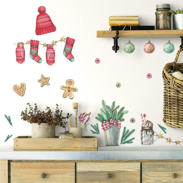 Christmas Peel and Stick Wall Decals | Removable Repositionable Stickers | Easy Damage-Free Wall Art for Kids Bedroom Nursery Playroom