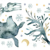 Watercolor Winter Deer Peel and Stick Wall Decals | Removable Repositionable Stickers | Easy Damage-Free Wall Art for Kids Bedroom Nursery Playroom