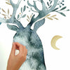 Watercolor Winter Deer Peel and Stick Wall Decals | Removable Repositionable Stickers | Easy Damage-Free Wall Art for Kids Bedroom Nursery Playroom