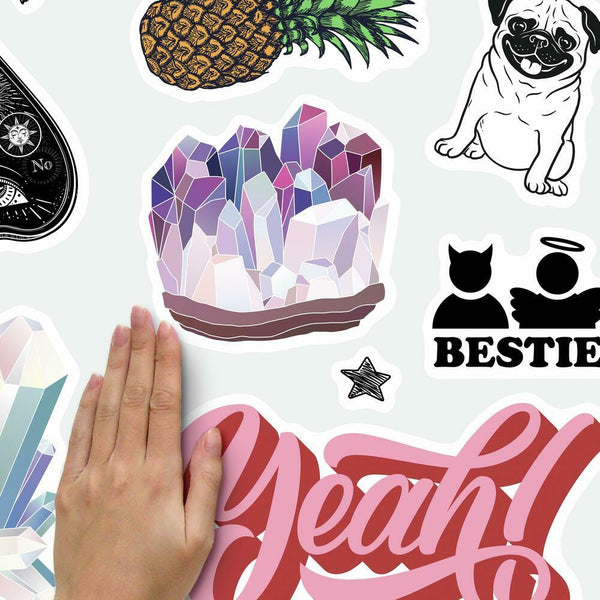 Good Vibes Crystal Peel and Stick Wall Decals | Removable Repositionable Stickers | Easy Damage-Free Wall Art for Kids Bedroom Nursery Playroom