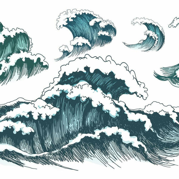 Great Wave Peel and Stick Wall Decals | 5 Decals | Removable Repositionable Stickers | Easy Damage-Free Wall Art for Kids Bedroom Nursery Playroom