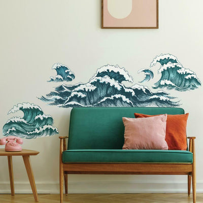 Great Wave Peel and Stick Wall Decals | 5 Decals | Removable Repositionable Stickers | Easy Damage-Free Wall Art for Kids Bedroom Nursery Playroom