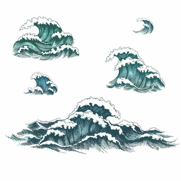 Great Wave Peel and Stick Wall Decals | 5 Decals | Removable Repositionable Stickers | Easy Damage-Free Wall Art for Kids Bedroom Nursery Playroom