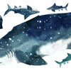 Shark Peel and Stick Wall Decals | Removable Repositionable Stickers | Easy Damage-Free Wall Art for Kids Bedroom Nursery Playroom