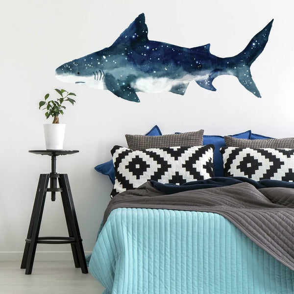Shark Peel and Stick Wall Decals | Removable Repositionable Stickers | Easy Damage-Free Wall Art for Kids Bedroom Nursery Playroom