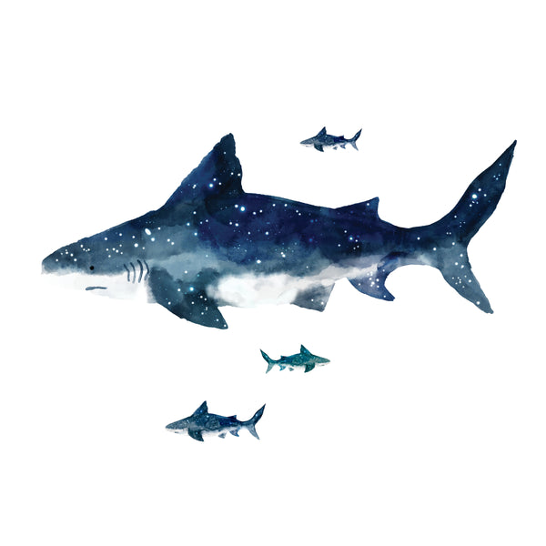Shark Peel and Stick Wall Decals | Removable Repositionable Stickers | Easy Damage-Free Wall Art for Kids Bedroom Nursery Playroom