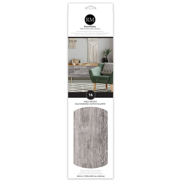 Gray Barn Wood Plank Peel and Stick Wall Decals | Removable Repositionable Stickers | Easy Damage-Free Wall Art for Kids Bedroom Nursery Playroom