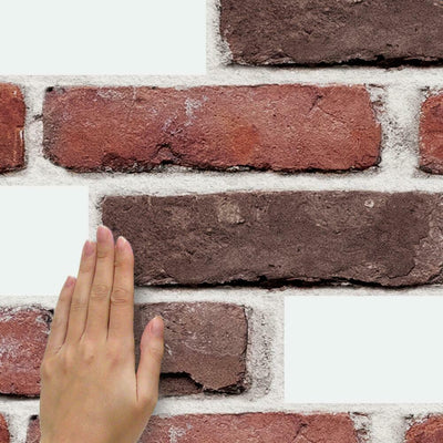 Red Brick Peel and Stick Wall Decals | Removable Repositionable Stickers | Easy Damage-Free Wall Art for Kids Bedroom Nursery Playroom