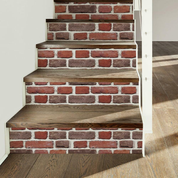 Red Brick Peel and Stick Wall Decals | Removable Repositionable Stickers | Easy Damage-Free Wall Art for Kids Bedroom Nursery Playroom