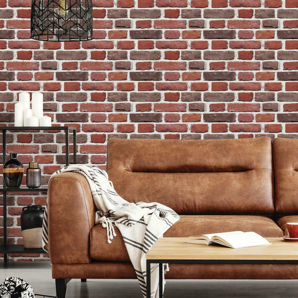 Red Brick Peel and Stick Wall Decals | Removable Repositionable Stickers | Easy Damage-Free Wall Art for Kids Bedroom Nursery Playroom