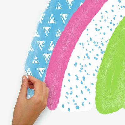 Pattern Rainbow Peel and Stick Wall Decals | Removable Repositionable Stickers | Easy Damage-Free Wall Art for Kids Bedroom Nursery Playroom