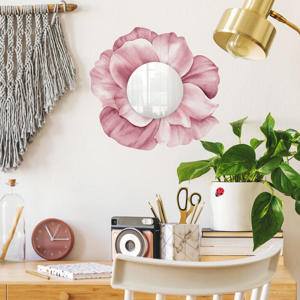 Floral Peel and Stick Wall Mirror Decals | Removable Shatter-Resistant Mirror Stickers | Easy Apply Damage-Free Decor for Bedroom Living Room