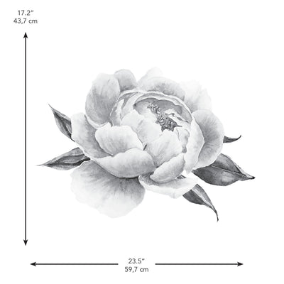 Black Peonies Peel and Stick Wall Decals | Removable Repositionable Stickers | Easy Damage-Free Wall Art for Kids Bedroom Nursery Playroom