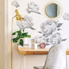 Black Peonies Peel and Stick Wall Decals | Removable Repositionable Stickers | Easy Damage-Free Wall Art for Kids Bedroom Nursery Playroom