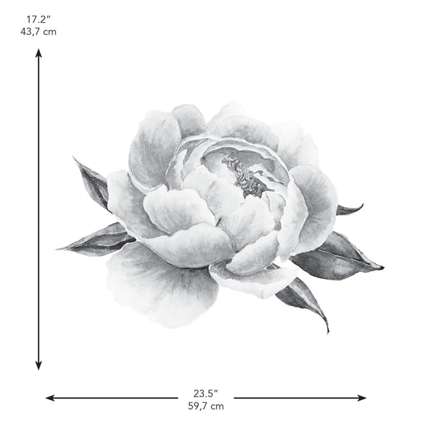 Black Peonies Peel and Stick Wall Decals | Removable Repositionable Stickers | Easy Damage-Free Wall Art for Kids Bedroom Nursery Playroom