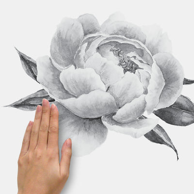 Black Peonies Peel and Stick Wall Decals | Removable Repositionable Stickers | Easy Damage-Free Wall Art for Kids Bedroom Nursery Playroom