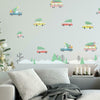 Retro Christmas Cars Peel and Stick Wall Decals | 47 Decals | Removable Repositionable Stickers | Easy Damage-Free Wall Art for Kids Bedroom Nursery Playroom