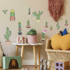 Christmas Cacti Peel and Stick Wall Decals | 27 Decals | Removable Repositionable Stickers | Easy Damage-Free Wall Art for Kids Bedroom Nursery Playroom