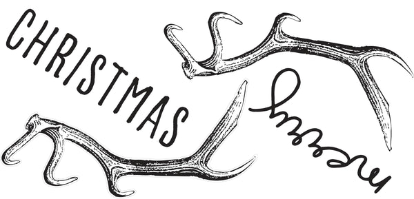 Merry Christmas Reindeer Antlers Peel and Stick Wall Decals | 4 Decals | Removable Repositionable Stickers | Easy Damage-Free Wall Art for Kids Bedroom Nursery Playroom