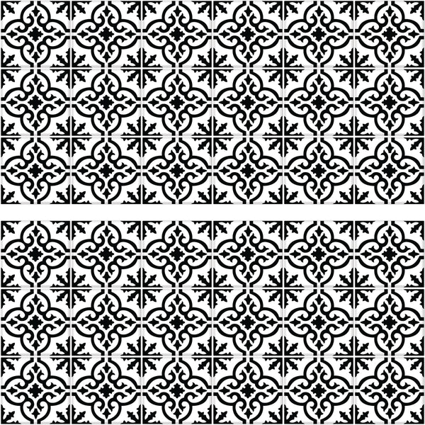 Ornate Black And White Tile Backsplash Peel and Stick Wall Decals | Removable Repositionable Stickers | Easy Damage-Free Wall Art for Kids Bedroom Nursery Playroom