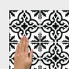 Ornate Black And White Tile Backsplash Peel and Stick Wall Decals | Removable Repositionable Stickers | Easy Damage-Free Wall Art for Kids Bedroom Nursery Playroom