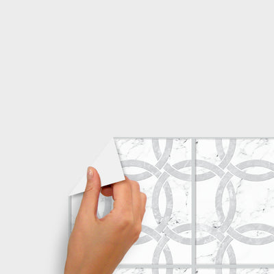 Interlocking Circle Tile Backsplash Wakk Peel and Stick Wall Decals | Removable Repositionable Stickers | Easy Damage-Free Wall Art for Kids Bedroom Nursery Playroom