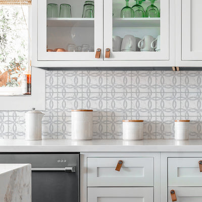 Interlocking Circle Tile Backsplash Wakk Peel and Stick Wall Decals | Removable Repositionable Stickers | Easy Damage-Free Wall Art for Kids Bedroom Nursery Playroom