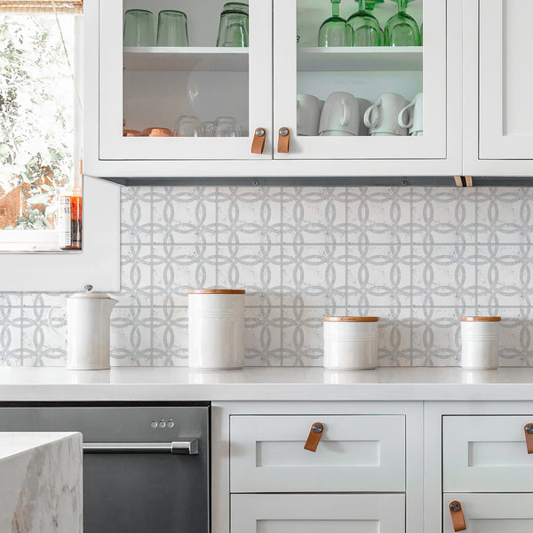 Interlocking Circle Tile Backsplash Wakk Peel and Stick Wall Decals | Removable Repositionable Stickers | Easy Damage-Free Wall Art for Kids Bedroom Nursery Playroom