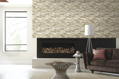 Natural Stacked Stone Peel and Stick Wallpaper | Removable Self-Adhesive Wall Covering | Easy Apply Damage-Free Decor for Bedroom Living Room Accent Wall