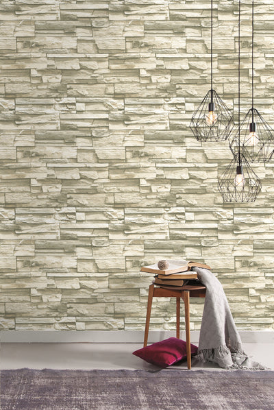 Natural Stacked Stone Peel and Stick Wallpaper | Removable Self-Adhesive Wall Covering | Easy Apply Damage-Free Decor for Bedroom Living Room Accent Wall