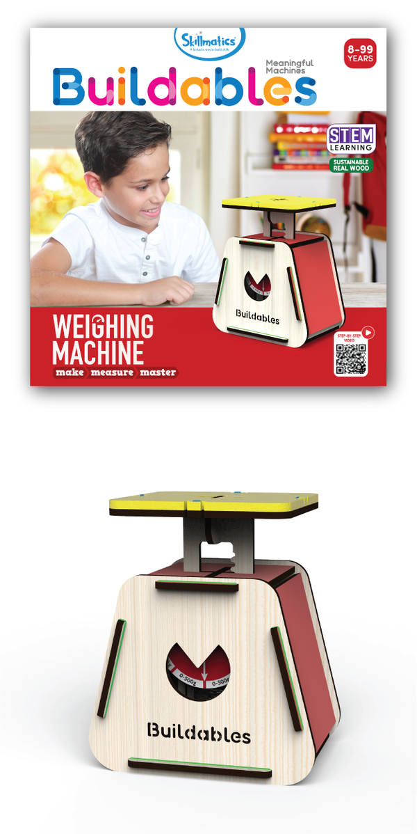 Buildables Weighing Machine STEM Building Kit | Real Wooden Working Model with Springs | Educational Science Construction Toy for Kids | Ages 8 and Up