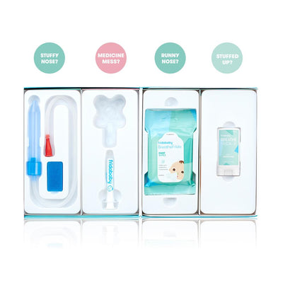 Frida Baby Sick Day Prep Kit | Sick Baby Essentials, Allergy Relief Set Includes NoseFrida Nasal Aspirator, MediFrida Pacifier Medicine Dispenser, Breathefrida Vapor Rub, Snot Wipes
