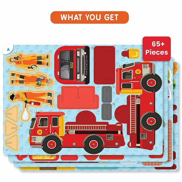 My World Firefighters to the Rescue STEM Building Playset | Build Imagine and Pretend Play Rescue Kit for Kids | Creative Educational Construction Toy | 3-7 Years