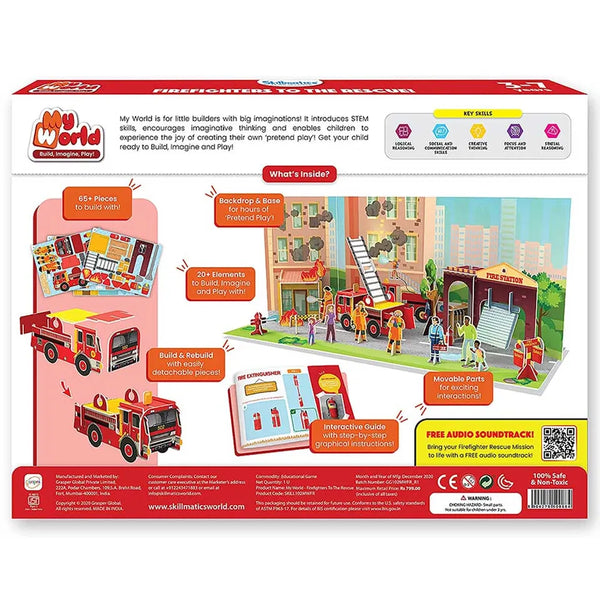 My World Firefighters to the Rescue STEM Building Playset | Build Imagine and Pretend Play Rescue Kit for Kids | Creative Educational Construction Toy | 3-7 Years