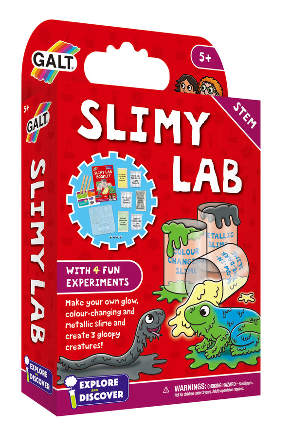 Galt Slimy Lab Science Kit - Create Glow-in-the-Dark, Color-Changing & Metallic Slime - 4 Fun Experiments for Kids - STEM Learning & Gooey Fun!