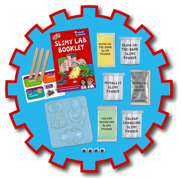 Galt Slimy Lab Science Kit - Create Glow-in-the-Dark, Color-Changing & Metallic Slime - 4 Fun Experiments for Kids - STEM Learning & Gooey Fun!