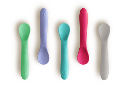 BBLÜV Spoön(PINK) - Soft Silicone Baby Feeding Spoon Set | BPA-Free, Ergonomic Design, Easy-Grip, Safe for Teething, Dishwasher-Safe | Perfect for First Bites