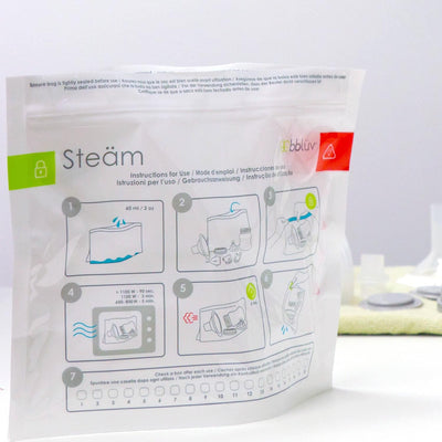 bblüv – Steäm - Microwave Baby Bottle Cleaner by Steam, 120 Uses Per Pack, Reusable, BPA-Free, Baby Bottle Cleaner, Quick and Easy
