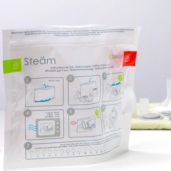 bblüv – Steäm - Microwave Baby Bottle Cleaner by Steam, 120 Uses Per Pack, Reusable, BPA-Free, Baby Bottle Cleaner, Quick and Easy