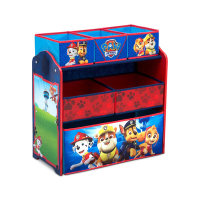 Kids Multi-Bin Toy Storage Organizer with PAW Patrol Graphics | Engineered Wood Frame with Fabric Bins | Boys Girls Playroom Bedroom Organization | Easy Assembly | 3 Years+