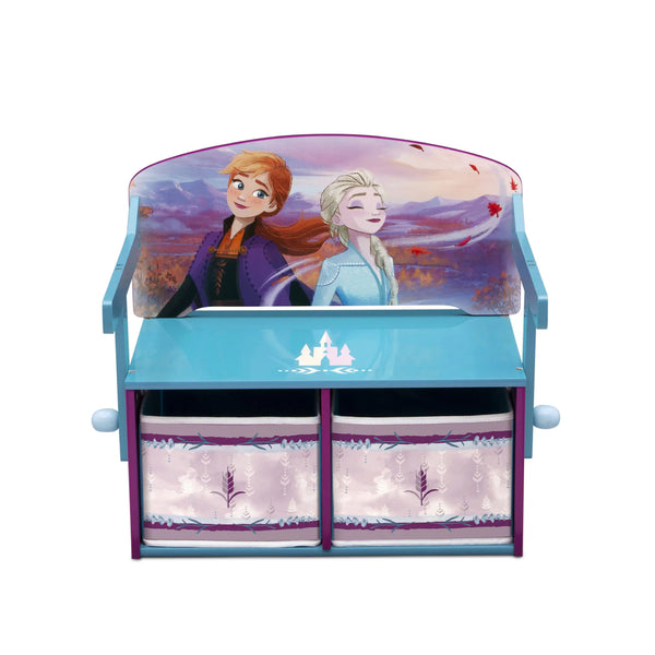 Kids Convertible Activity Bench Storage Desk with Frozen 2 Elsa Anna Graphics | Engineered Wood Fabric Build | Holds 22.67 KG | Playroom Bedroom Furniture | 3 Years+