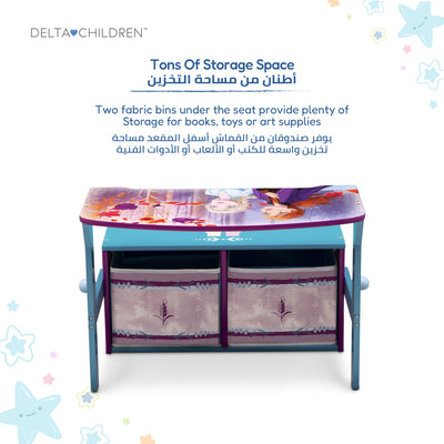 Kids Convertible Activity Bench Storage Desk with Frozen 2 Elsa Anna Graphics | Engineered Wood Fabric Build | Holds 22.67 KG | Playroom Bedroom Furniture | 3 Years+