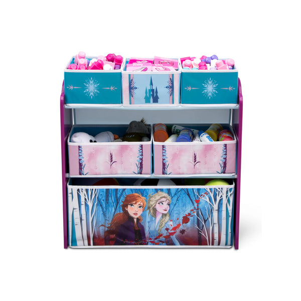 Kids Multi-Bin Toy Storage Organizer with Frozen 2 Graphics | Engineered Wood Frame with Fabric Bins | Playroom Bedroom Nursery Organization | Easy Assembly | 3 Years+