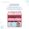Kids Toy Organizer with 6 Storage Bins 62.5 × 30 × 67.5 CM | Princess Wooden Storage Unit | Fabric Baskets & Reusable Stickers | Bedroom Playroom Storage | For Children 3 Years+