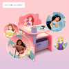 Kids Chair Desk with Storage Bin 52 × 58 × 59 CM | Princess Wooden Study Desk with Cup Holder | Pull Out Toy Organizer | Activity Craft Homework Furniture | For Children 3 Years+