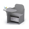 Kids Chair Desk in Grey with Storage and Cupholder | Large Work Surface | Engineered Wood Sturdy Build | Study Table for Boys Girls Playroom Bedroom Nursery | 3 Years+